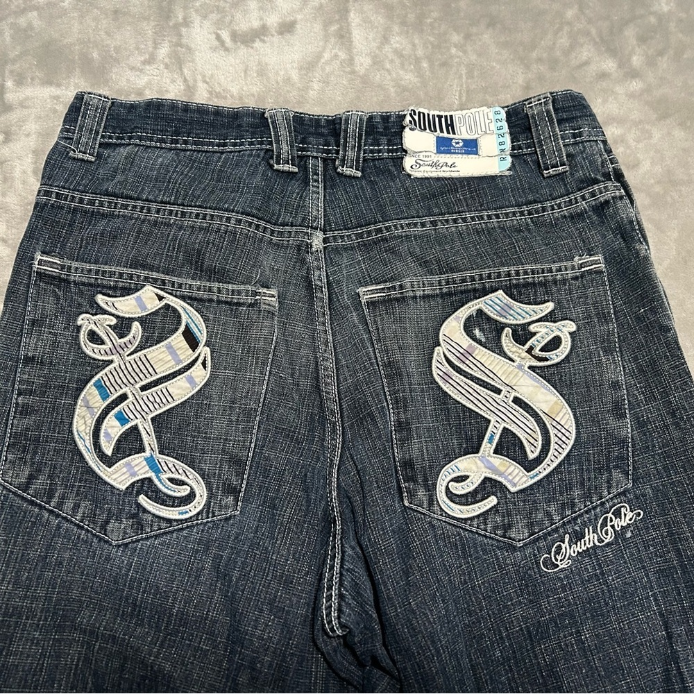 Southpole Vintage Y2K Baggy Jeans Denim Mens 34 Dark Wash - Picture 6 of 14